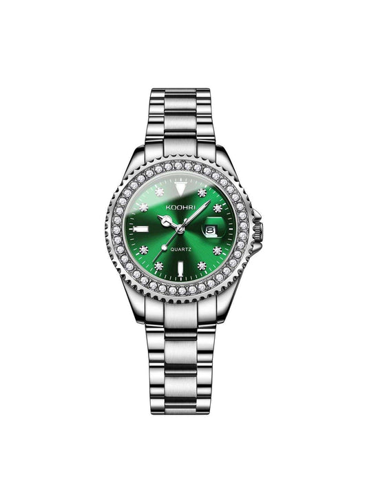 KOOHRI 6821 Women's Stainless Steel Diamond Stud Luxury Quartz Watch